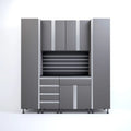 Premium Garage Cabinets 7' Storage Sets Solution with Adjustable Legs, Soft-Close Drawer & Door, Integrated Handles, Heavy Duty Plywood Box Construction, Tool and Equipment Organizer