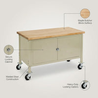 Mobile Workbench with Security Cabinet - Tan — Lifestyle